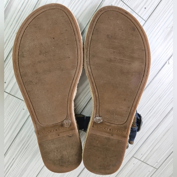 Lucky Brand Gabrien Suede Espadrille Sandals in Blue and Tan Size 6 - Picture 6 of 10